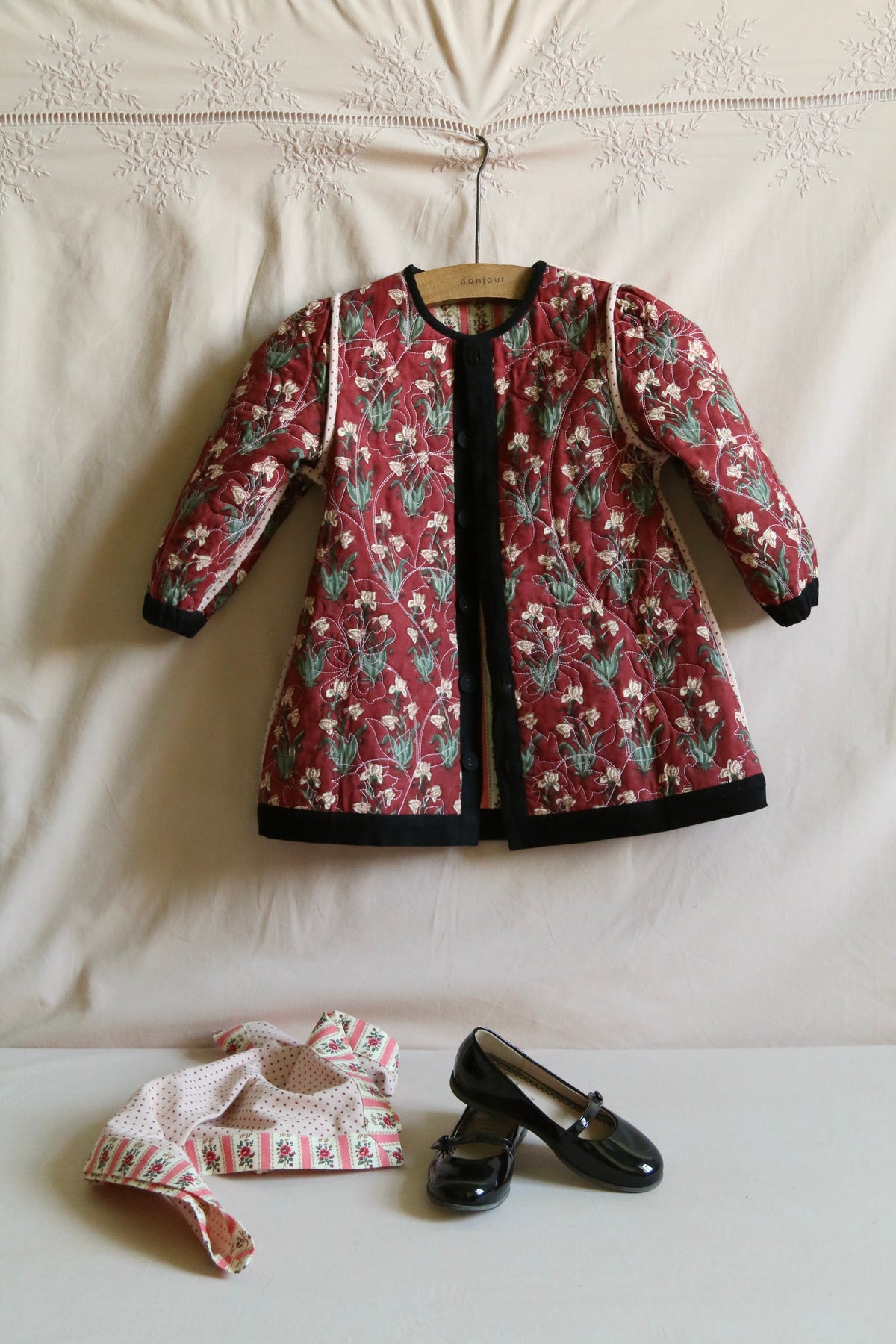 BONJOUR DIARY COAT DRESS + SCARF / PINK STRIPE TAPESTRY