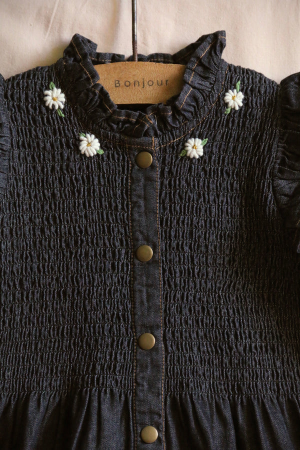 ワンピース Bonjour diary Ibiza dress denim 4y BONJOUR DIARY IBIZA DRESS / BLACK DENIM - Milk + Bots