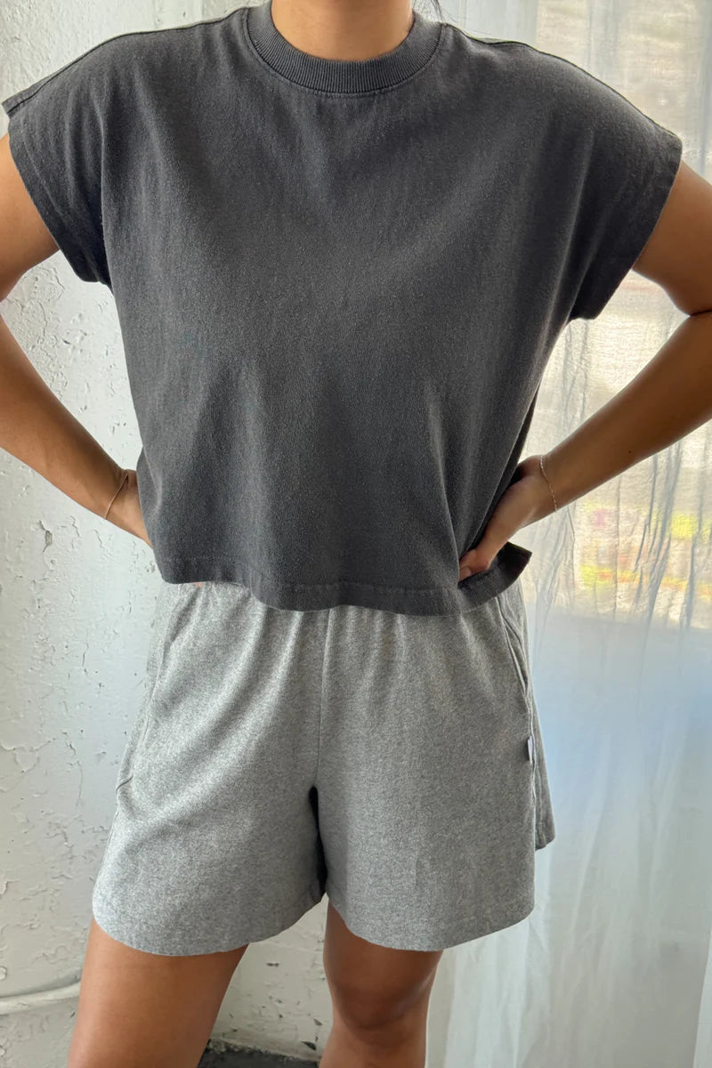 LE BON SHOPPE FLARED BASKETBALL SHORTS / HEATHER GREY