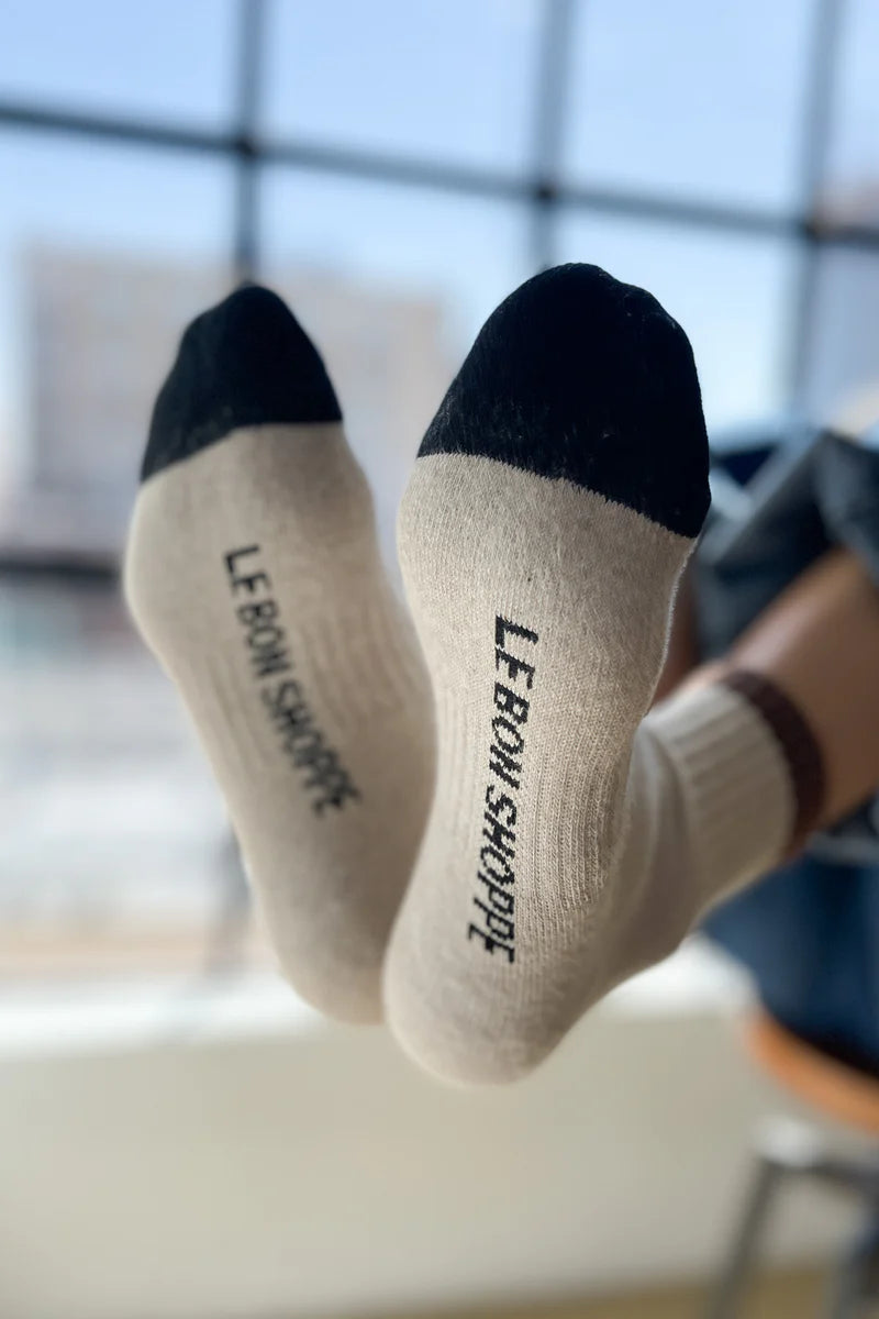 LE BON SHOPPE Color Block Girlfriend Socks / Black Coffee