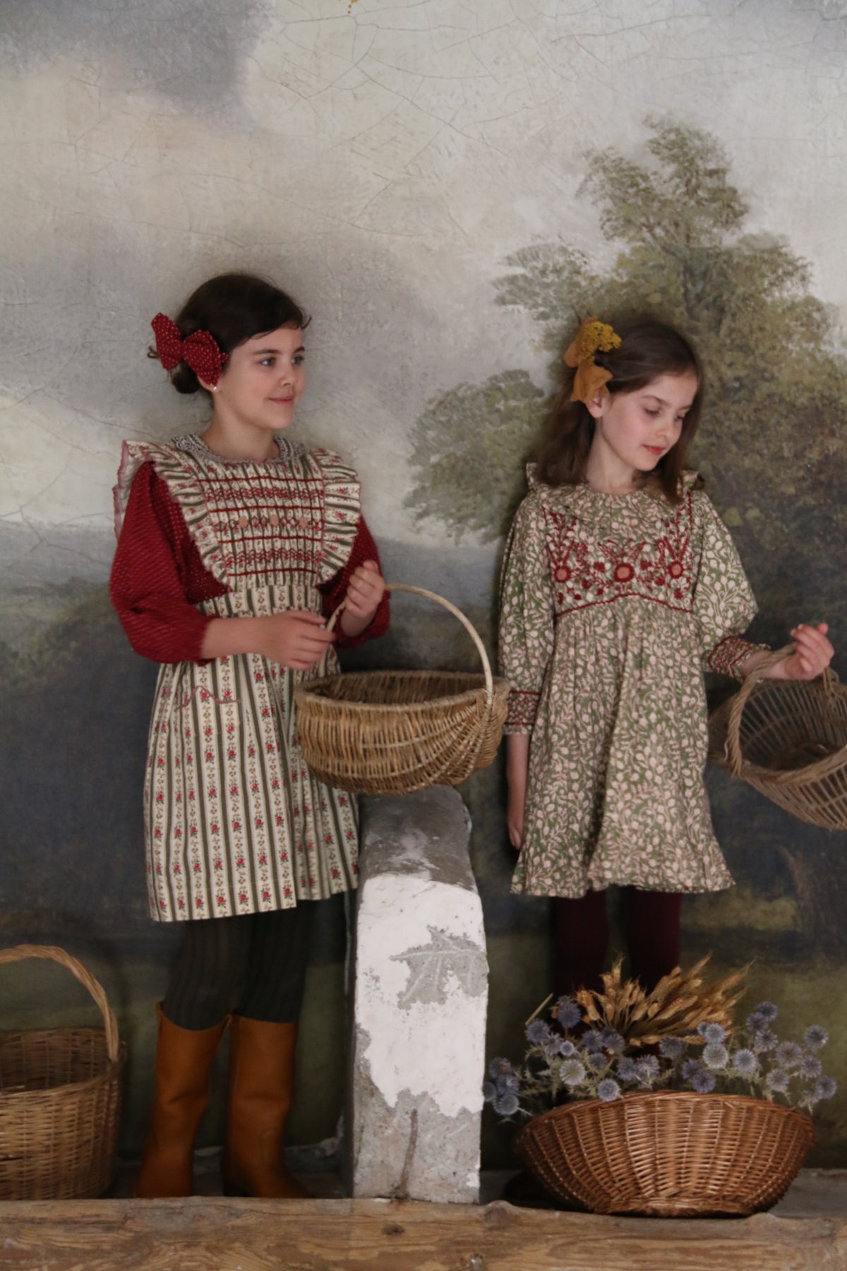 BONJOUR DIARY APRON DRESS / TAPESTRY KHAKI STRIPE