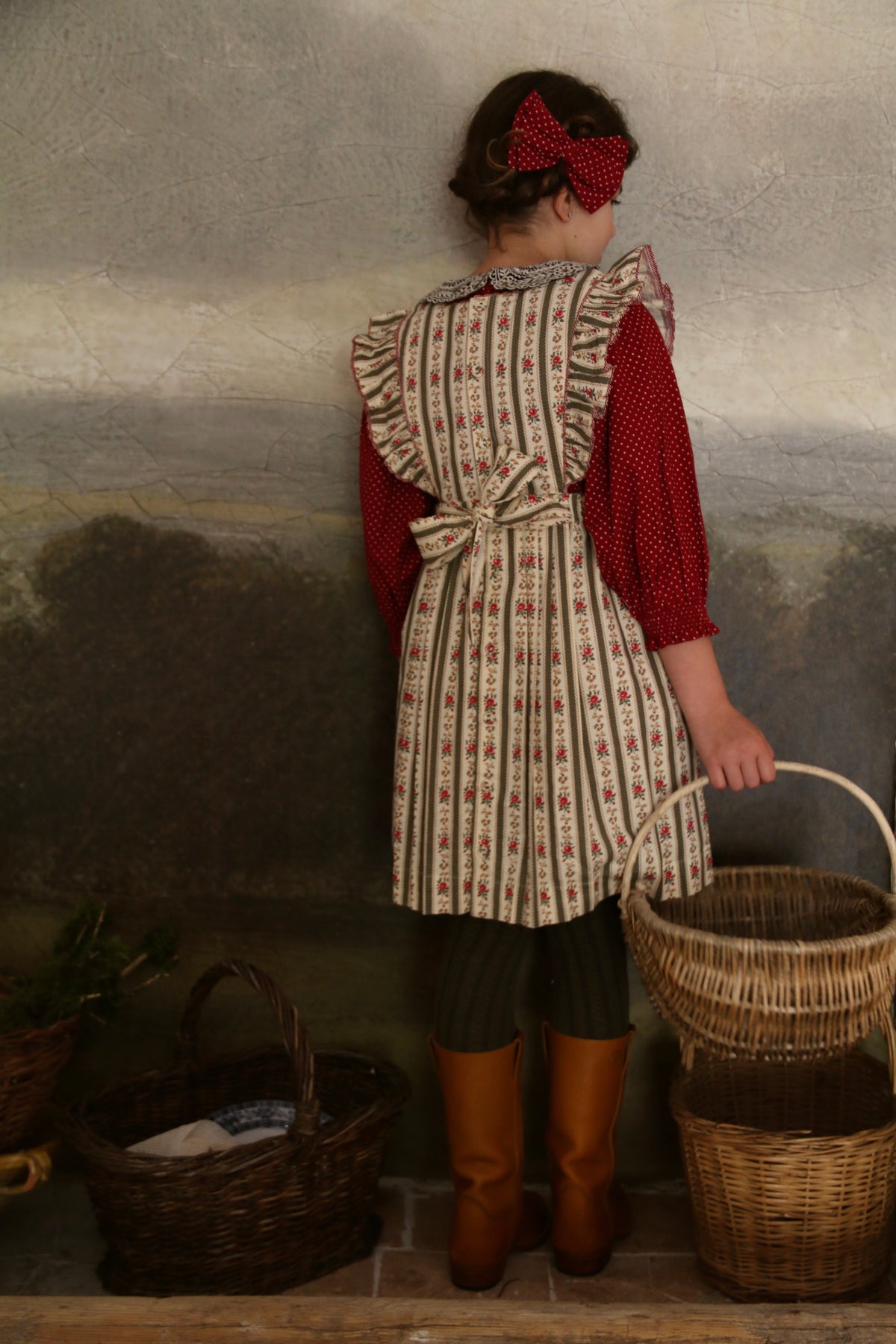 BONJOUR DIARY APRON DRESS / TAPESTRY KHAKI STRIPE