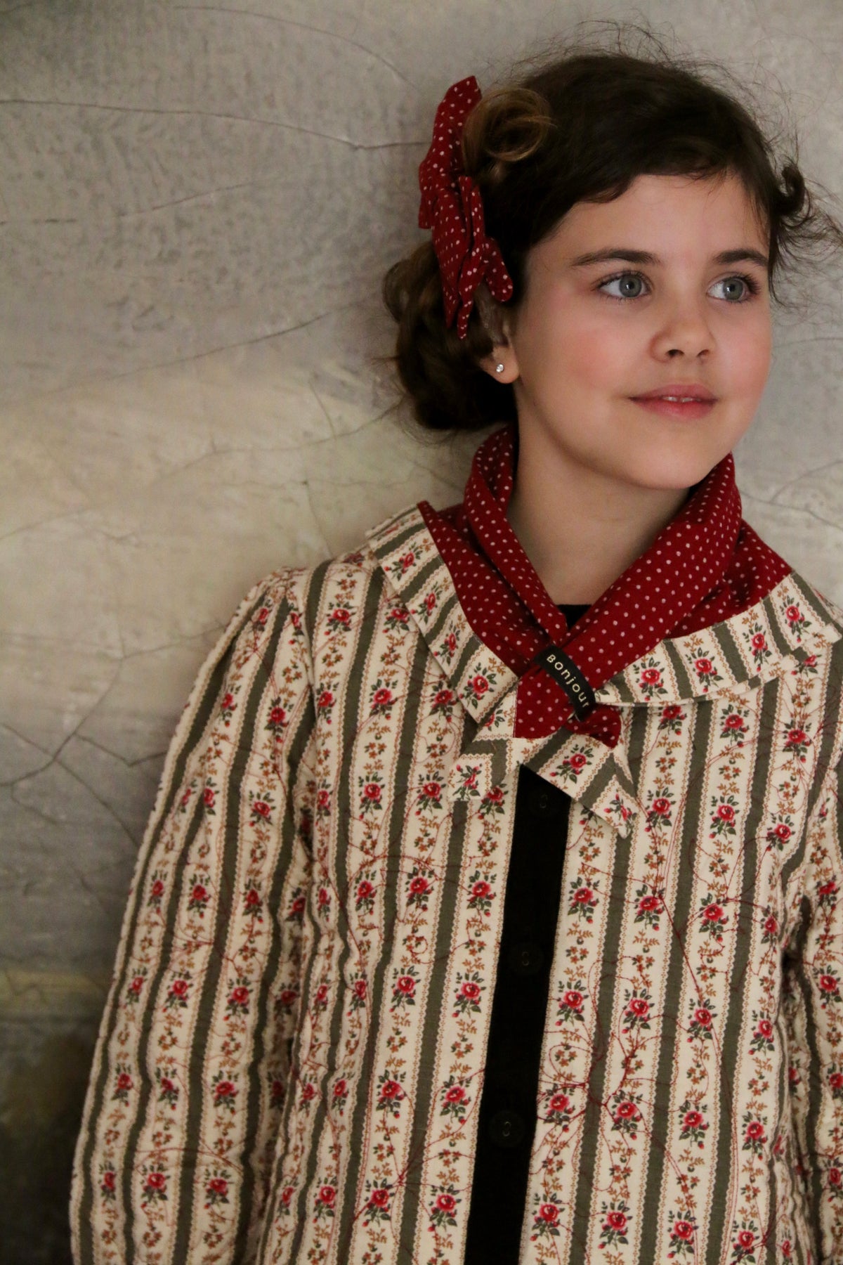 BONJOUR DIARY COAT DRESS + SCARF / KHAKI STRIPE TAPESTRY