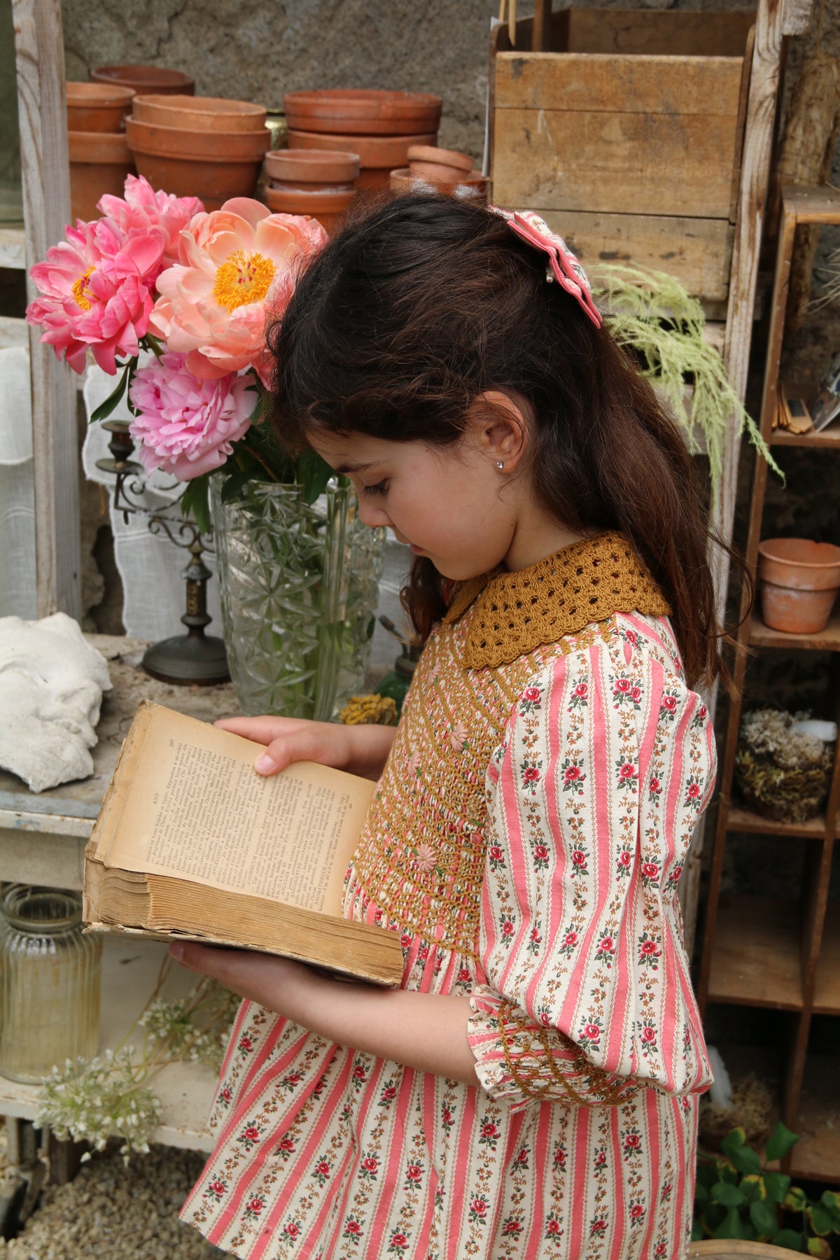 BONJOUR DIARY HANDSMOCK BLOUSE / TAPESTRY PINK STRIPE