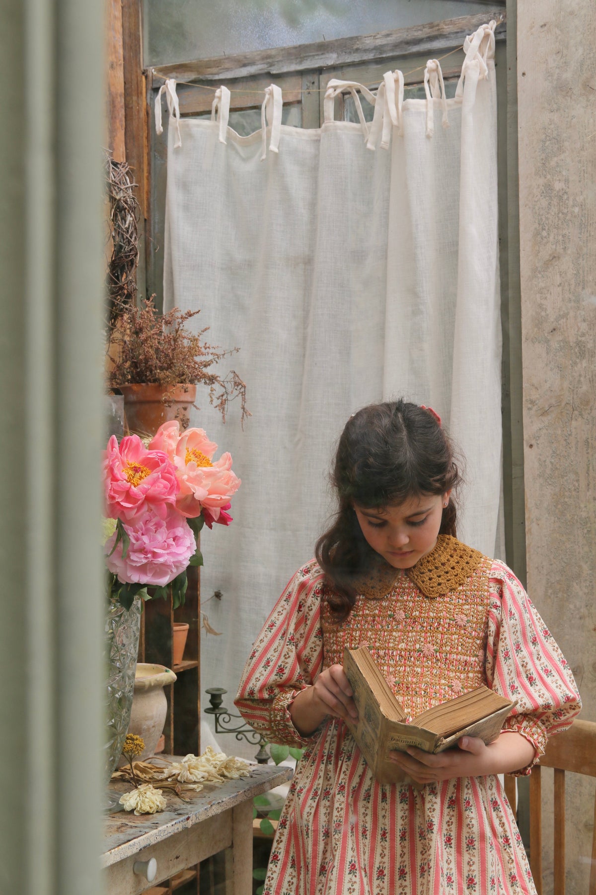 BONJOUR DIARY HANDSMOCK BLOUSE / TAPESTRY PINK STRIPE