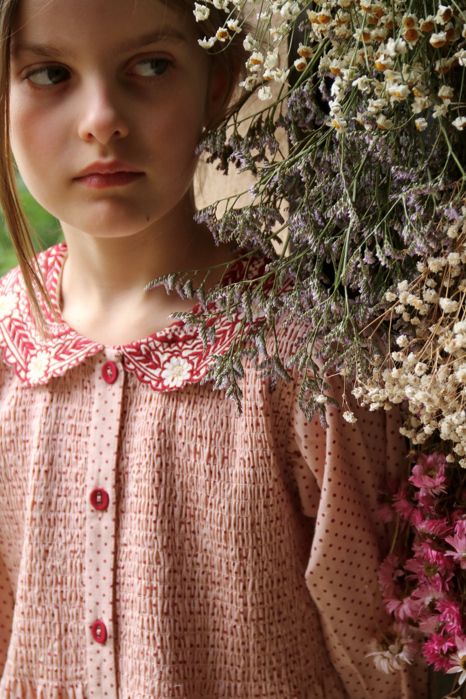 BONJOUR DIARY TUNIQUE W/ HAIR CLIP / RED DOT PINK