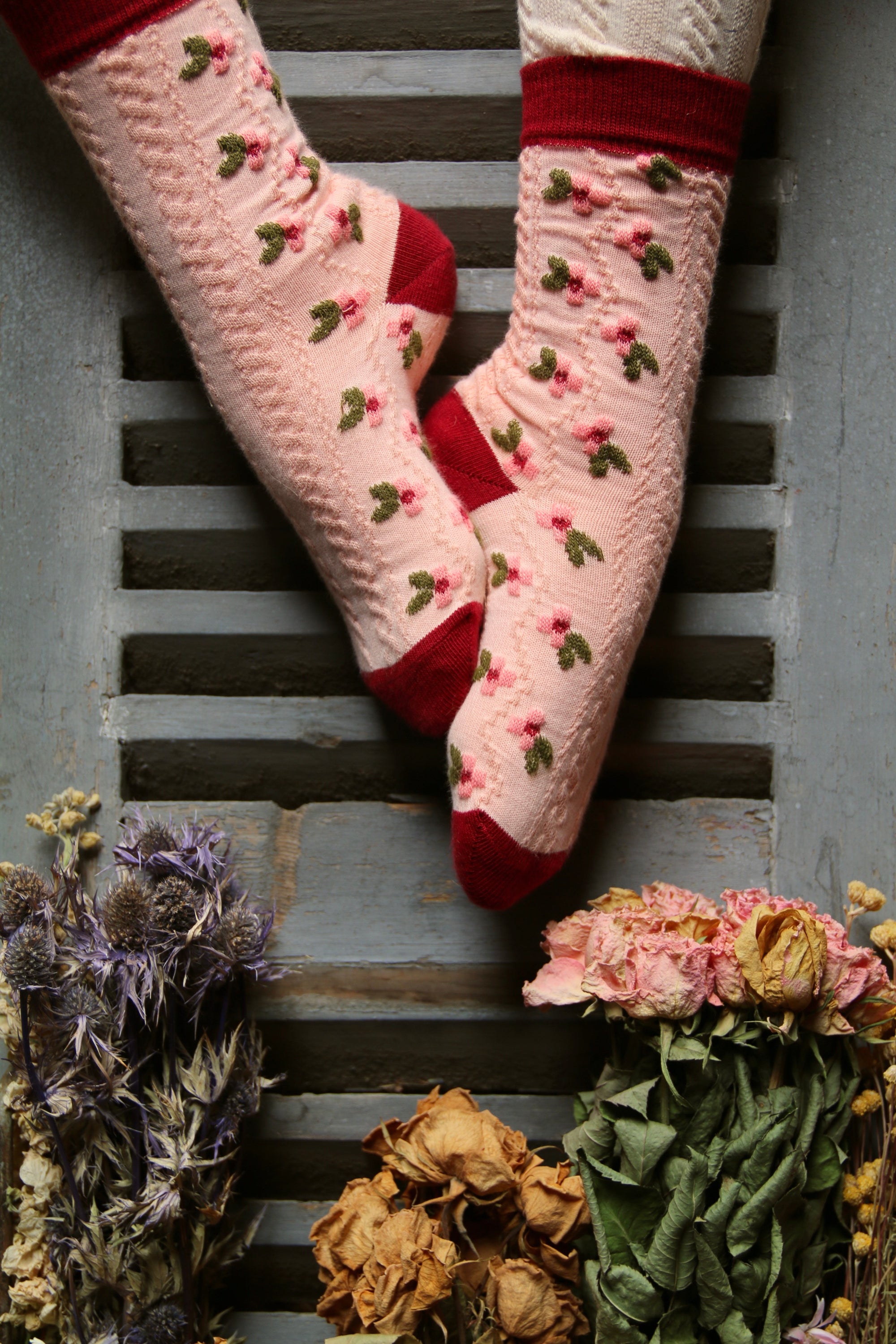 BONJOUR DIARY SOCKS / Farandole PINK socks + matching hair knot