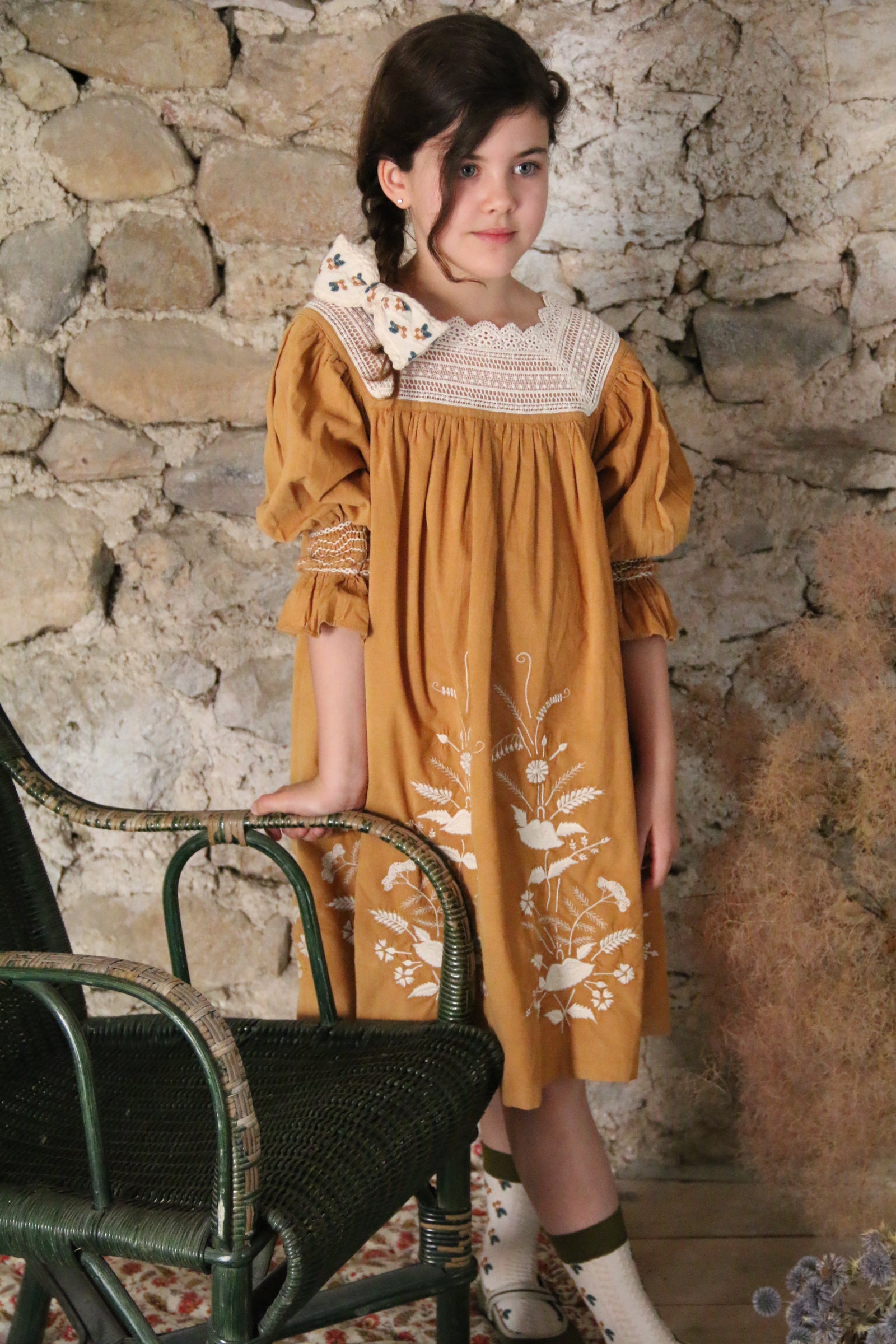 BONJOUR DIARY DRESS W/ HAIRCLIP / CURRY