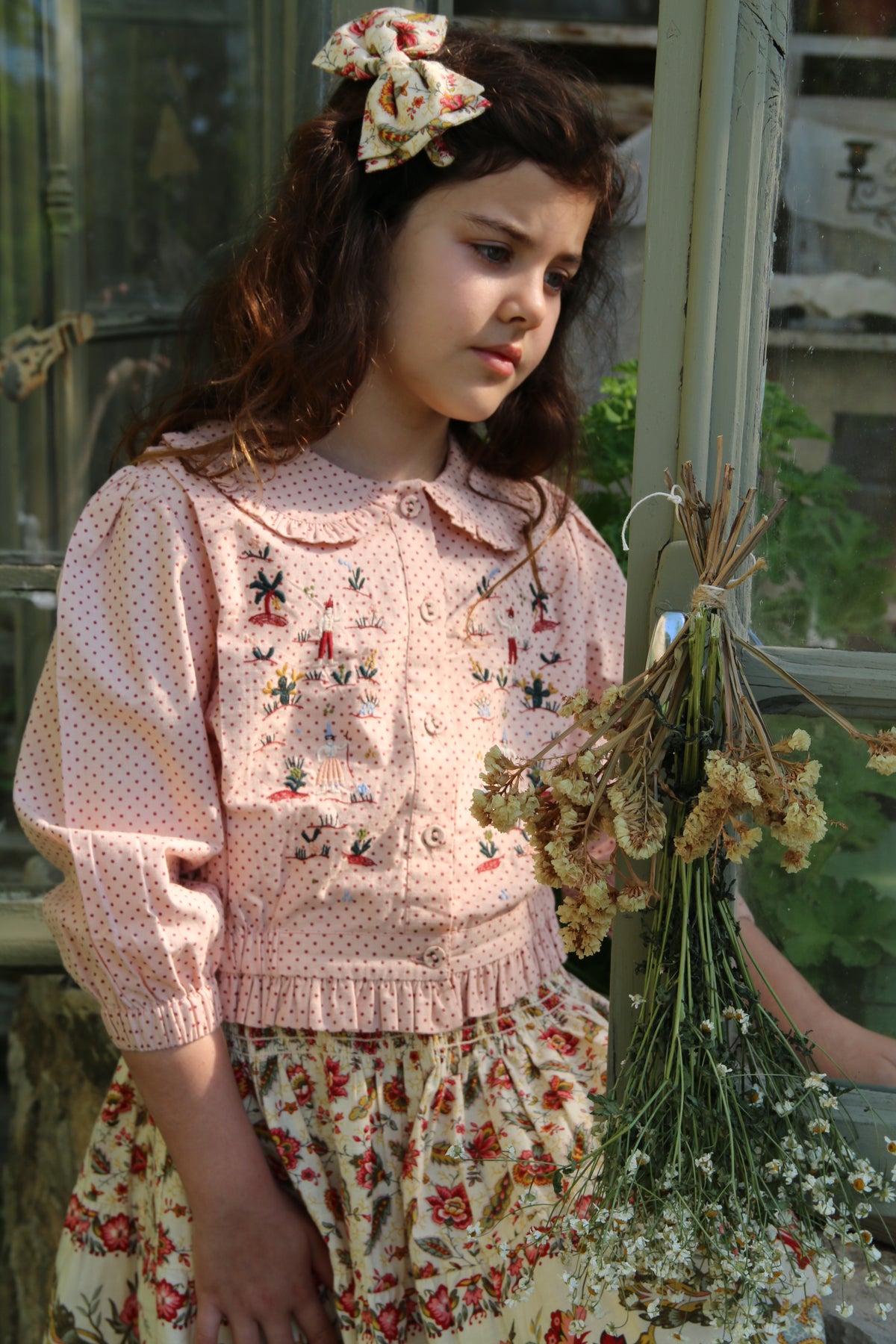 BONJOUR DIARY Embroidered blouse / PINK