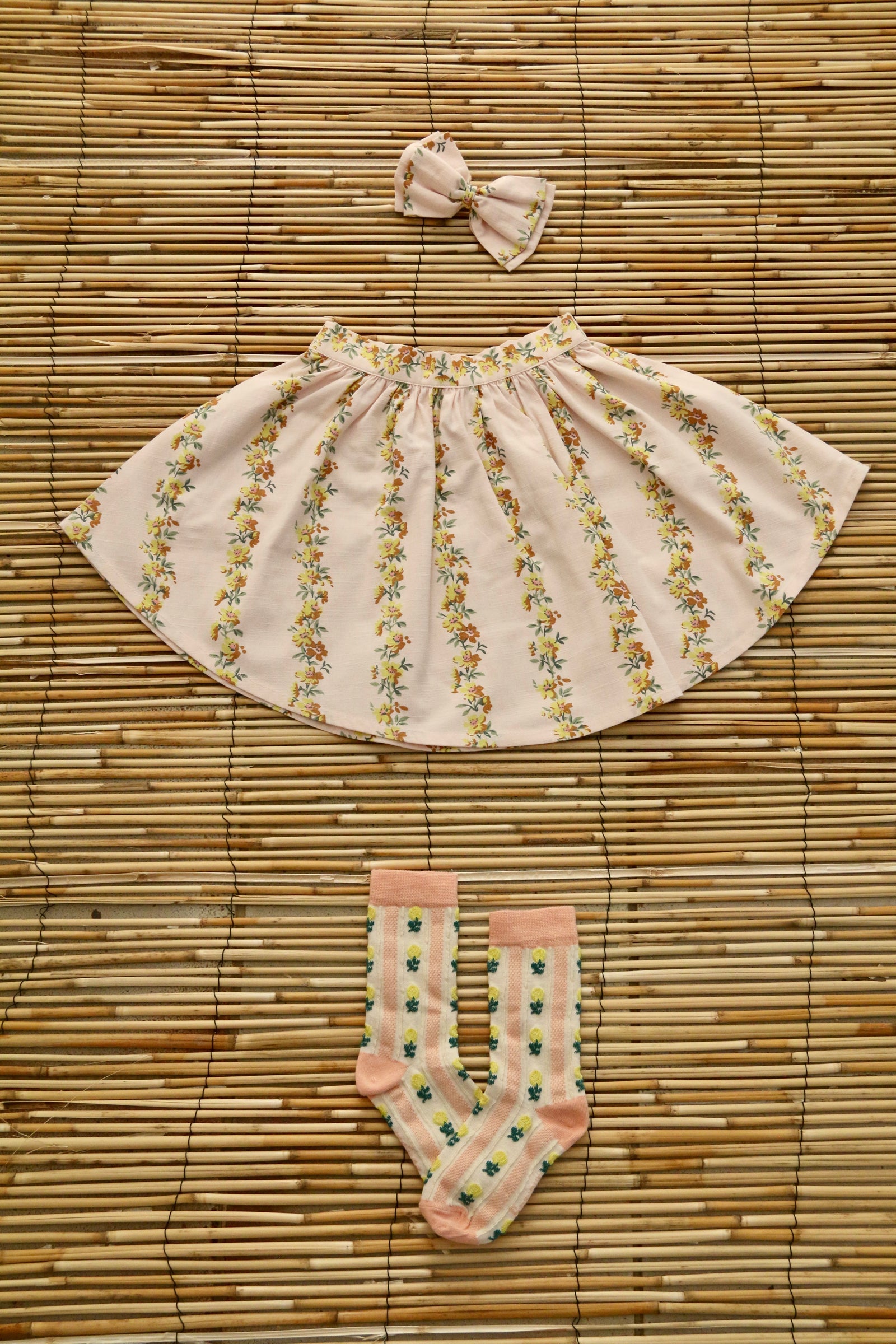 BONJOUR DIARY FLOWER FARANDOLE SKIRT + BOW