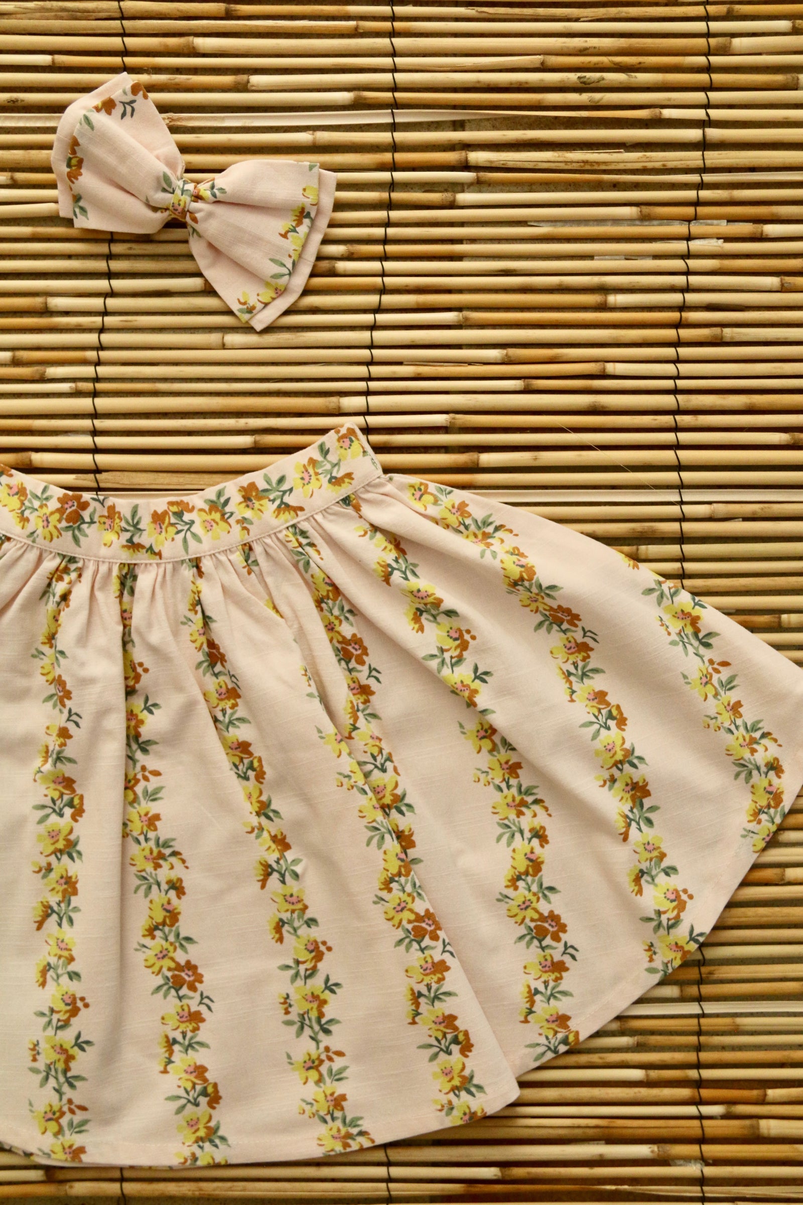 BONJOUR DIARY FLOWER FARANDOLE SKIRT + BOW