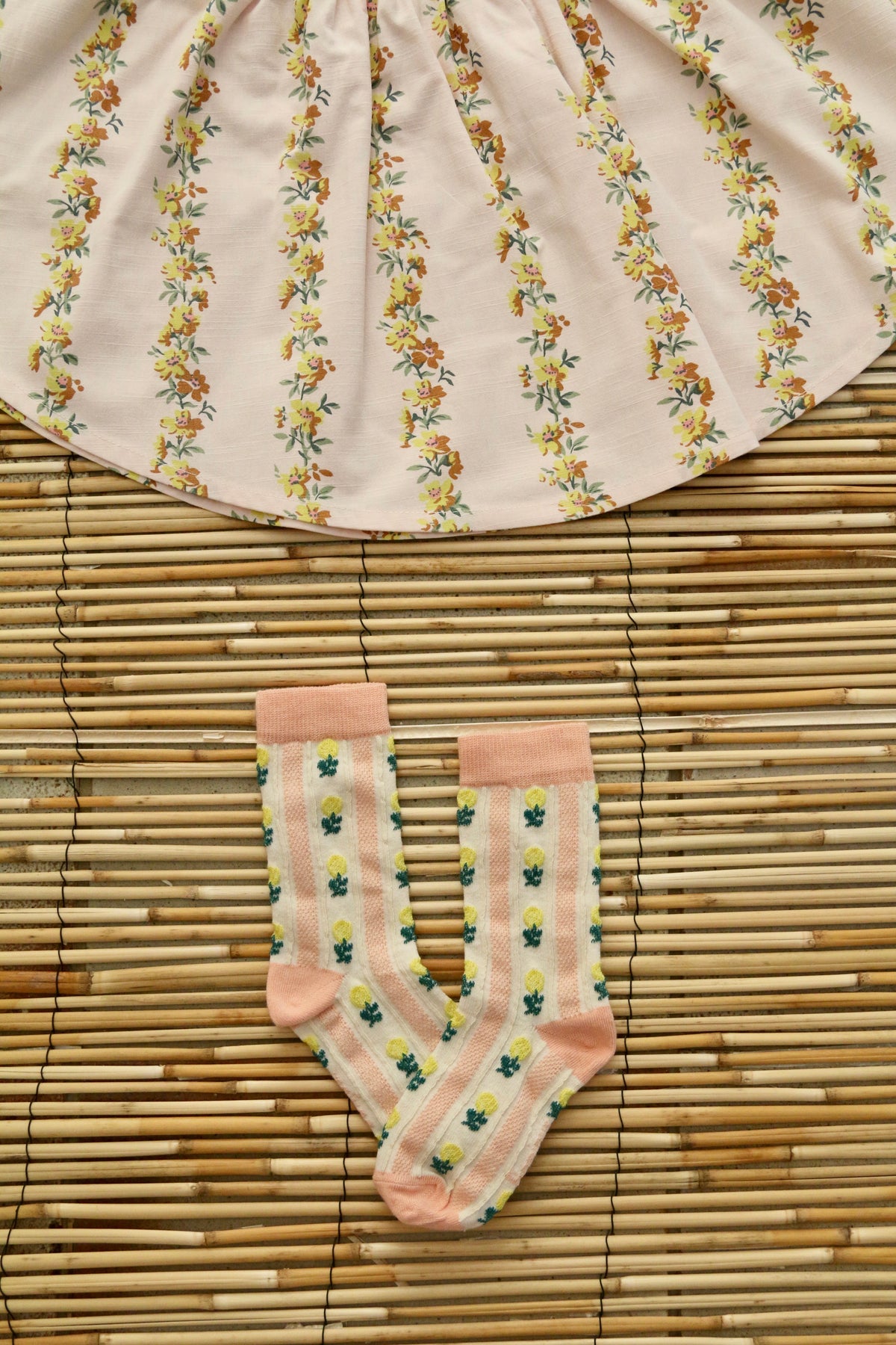 BONJOUR DIARY FLOWER FARANDOLE SKIRT + BOW