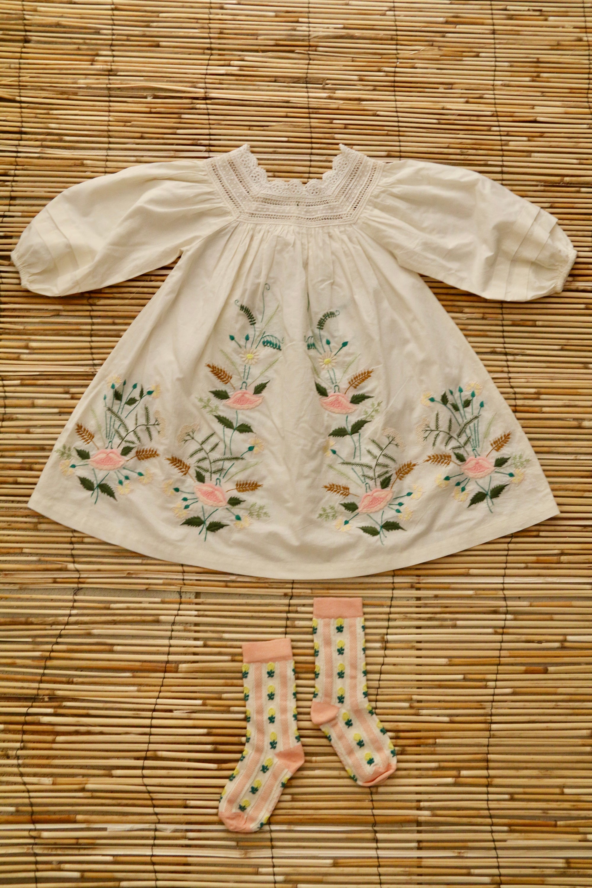 BONJOUR DIARY EMBROIDERED GARDEN DRESS / IVORY