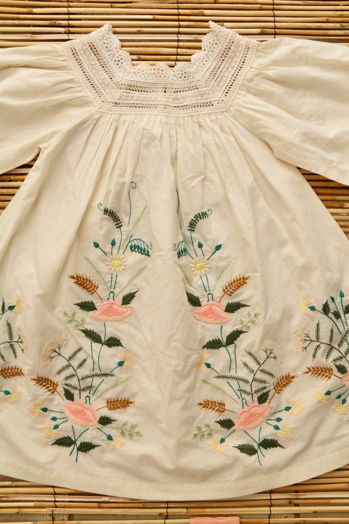 BONJOUR DIARY EMBROIDERED GARDEN DRESS / IVORY