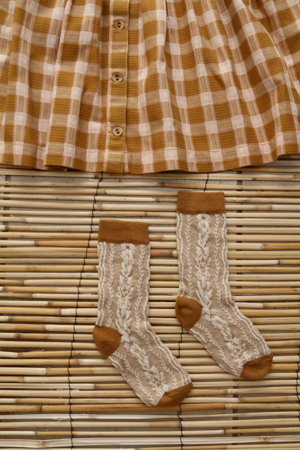 BONJOUR DIARY IBIZA TUNIC + BOW / CARAMEL STRAWBERRY CHECK