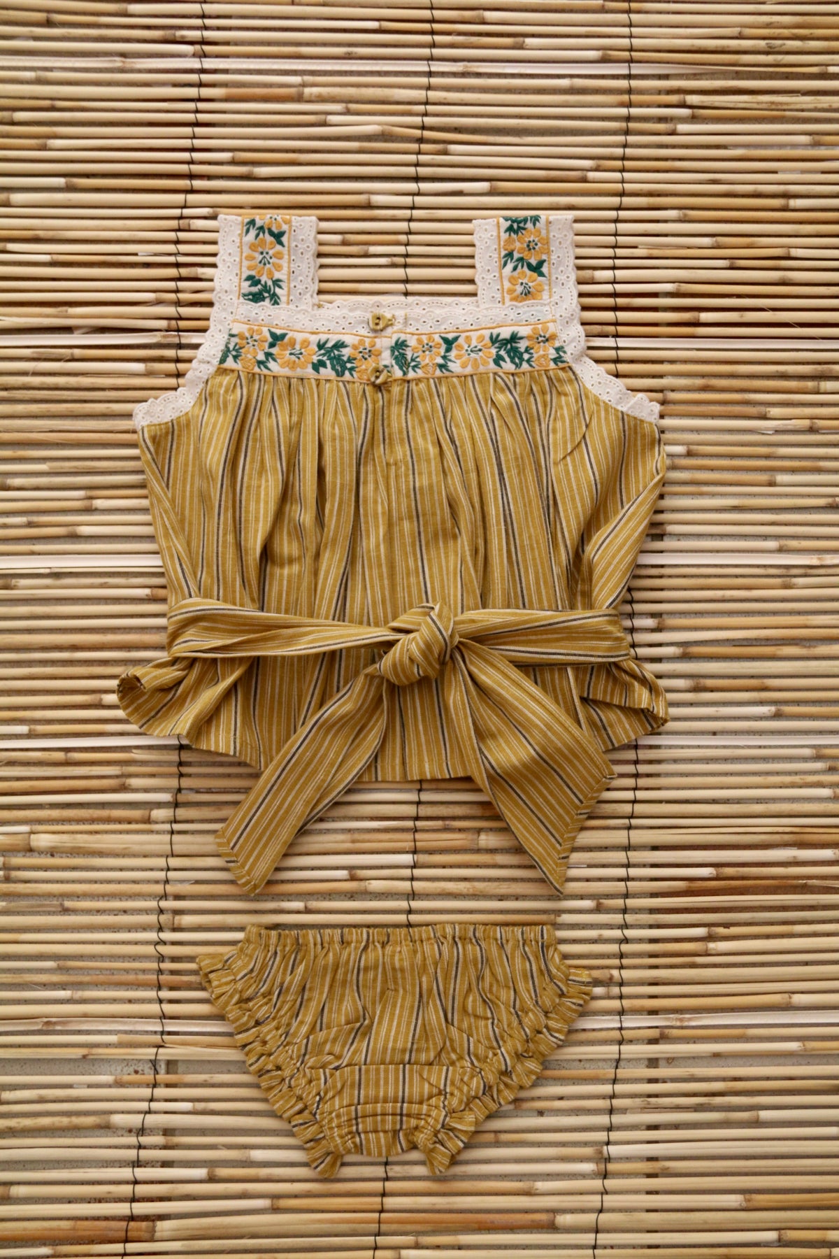 BONJOUR DIARY CURRY STRIPED TOP + PANTY SET