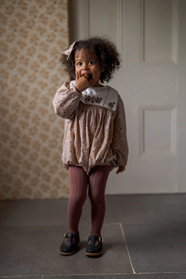 LITTLE COTTON CLOTHES ELIZA Romper / HOLLYHOCK FLORAL - Milk