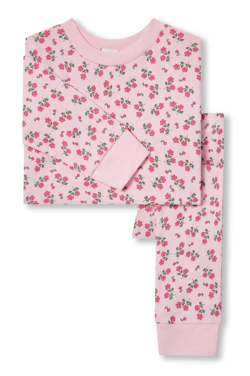 SLEEPY DOE KIDS CLASSIC PAJAMA SET / PINK TEA FLORAL