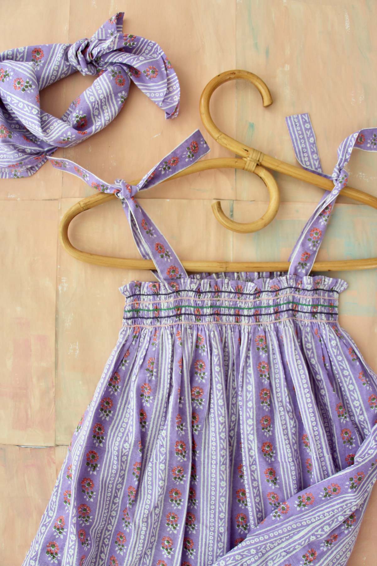BONJOUR DIARY SKIRT DRESS + SCARF / PURPLE FLOWER STRIPE