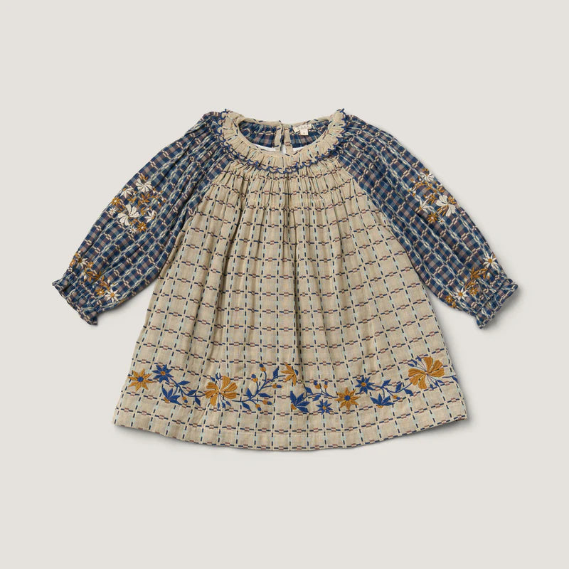 LALI KIDS TULIP DRESS / DOUBLE SIDED YARN DYE - Milk + Bots LALI KIDS TULIP DRESS / DOUBLE SIDED YARN DYE - Milk + Bots