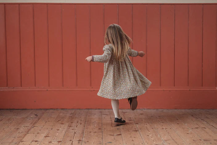 LITTLE COTTON CLOTHES ORGANIC POINTELLE MAYA DRESS / PRAIRIE FLORAL
