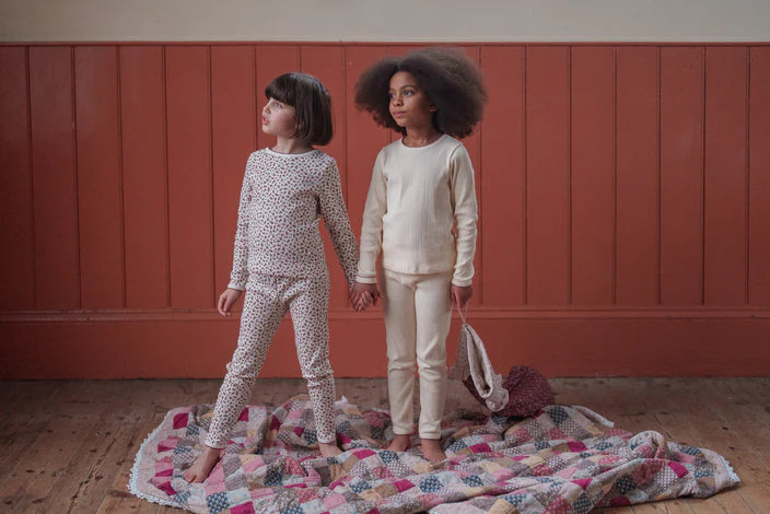 LITTLE COTTON CLOTHES POINTELLE PAJAMAS / BUTTERMILK