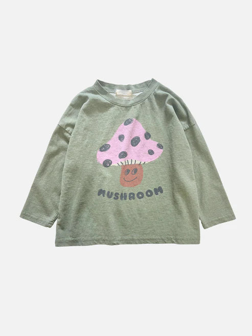 MUSHROOM LONG SLEEVE TEE / FADED ARMY