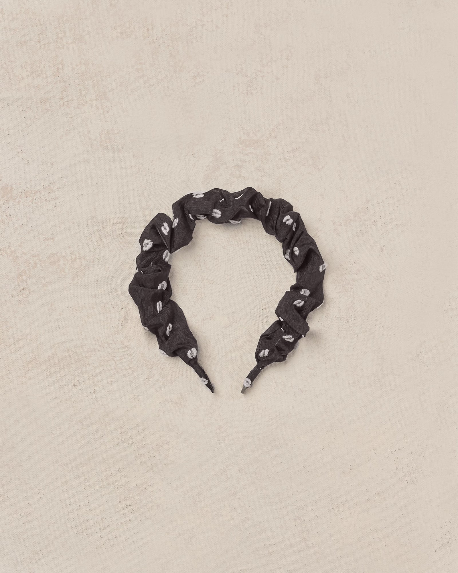 NORALEE GATHERED BRAIDED HEADBAND / BLACK & IVORY DOT
