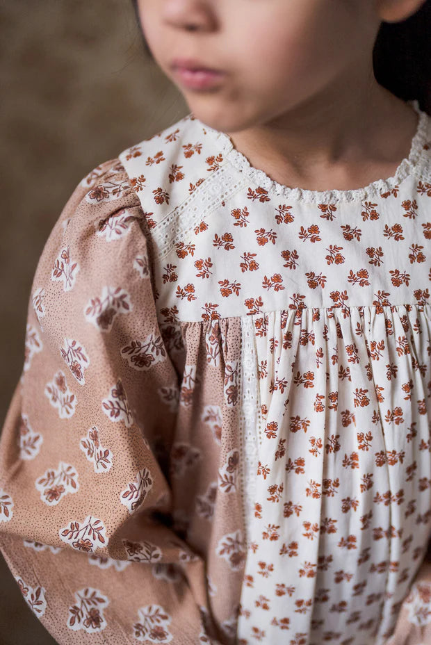 LITTLE COTTON CLOTHES NESSA DRESS / HOLLYHOCK FLORAL