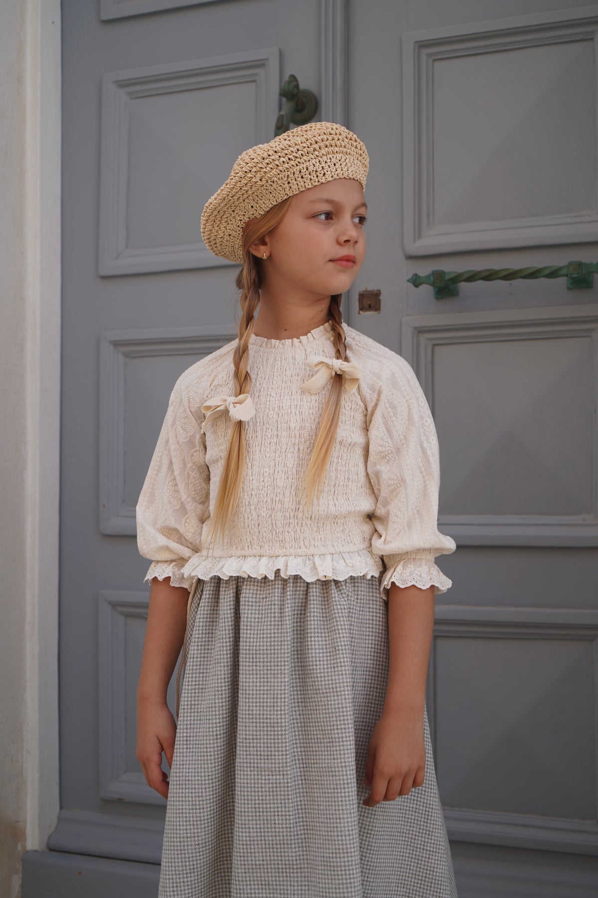 HOUSE OF PALOMA CAMILLE SKIRT / DOVE HOUNDSTOOTH