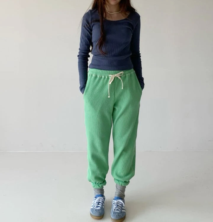 WOMEN'S LONG SLEEVE POINTELLE TEE / NAVY