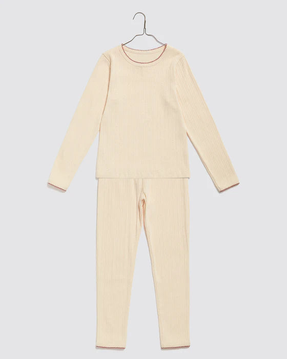 LITTLE COTTON CLOTHES POINTELLE PAJAMAS / BUTTERMILK