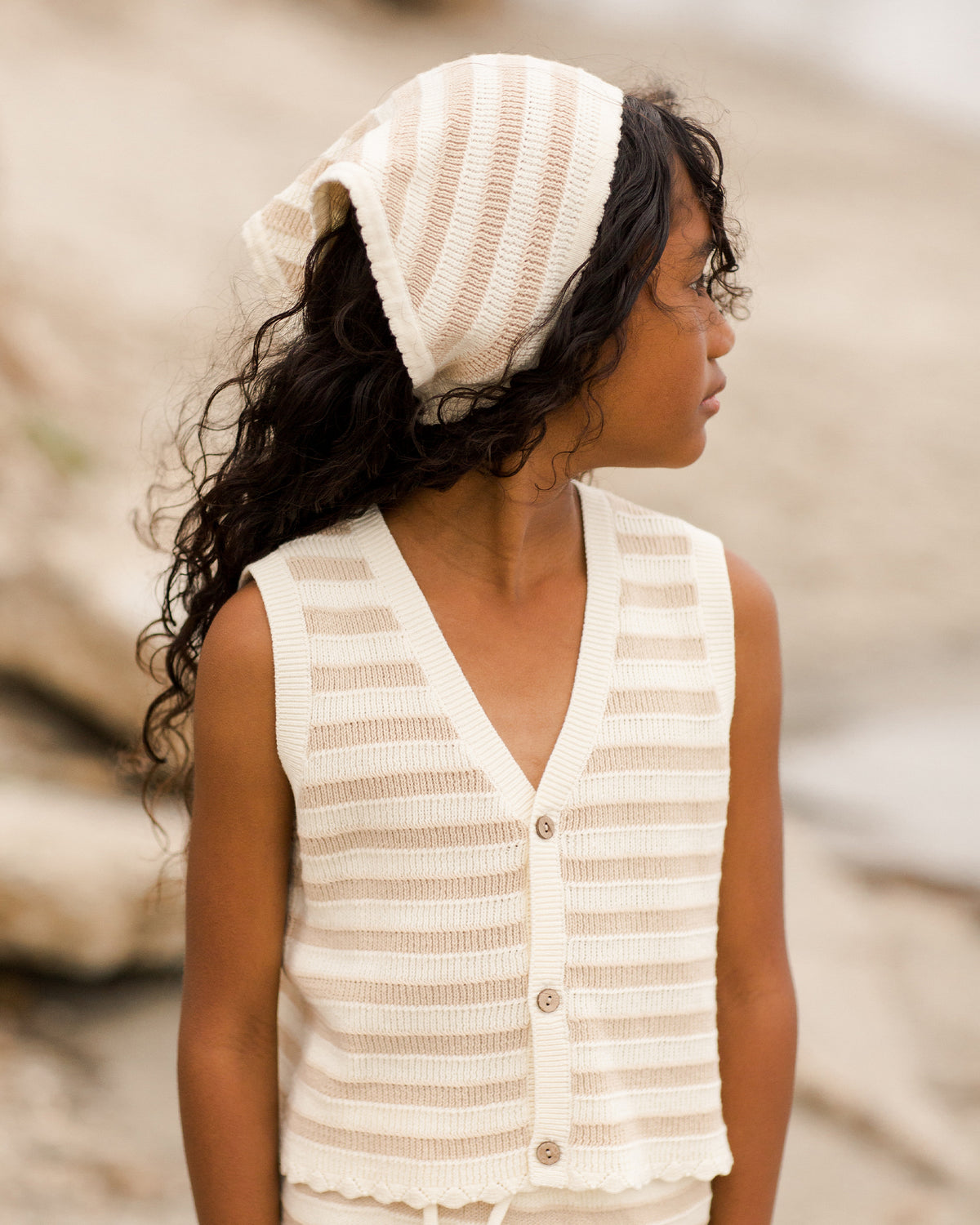RYLEE + CRU CROCHET SCARF HEADBAND / SAND STRIPE