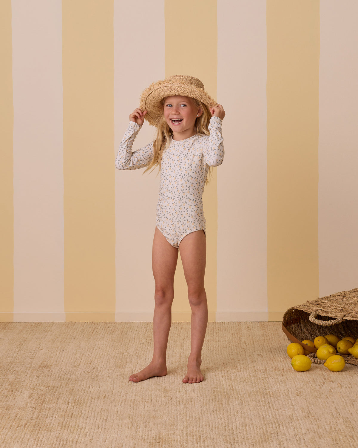 RYLEE + CRU DELPHINE RASHGUARD ONE-PIECE / LEMONS