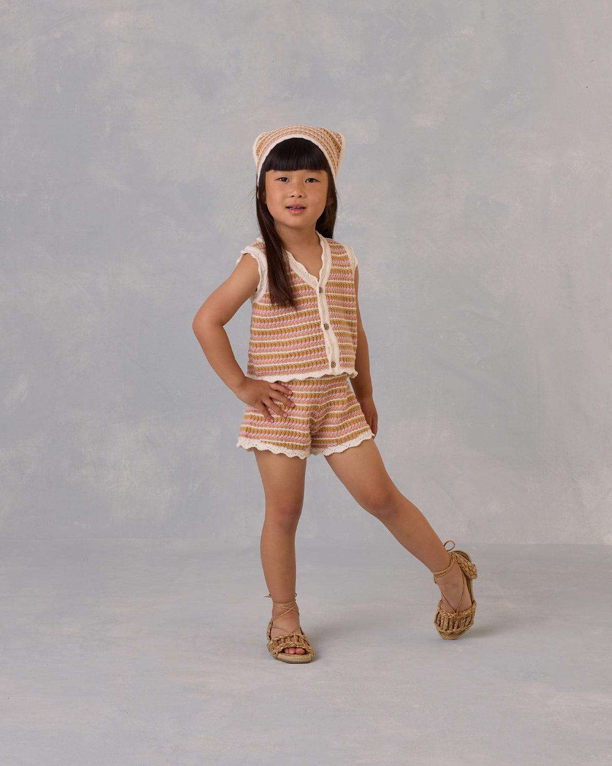 RYLEE + CRU SCALLOP CROCHET SET / PINK STRIPE