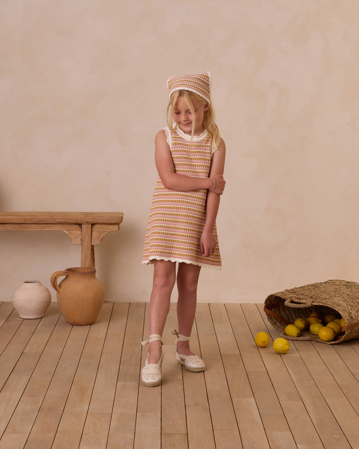 RYLEE + CRU CROCHET TANK MINI DRESS / PINK STRIPE