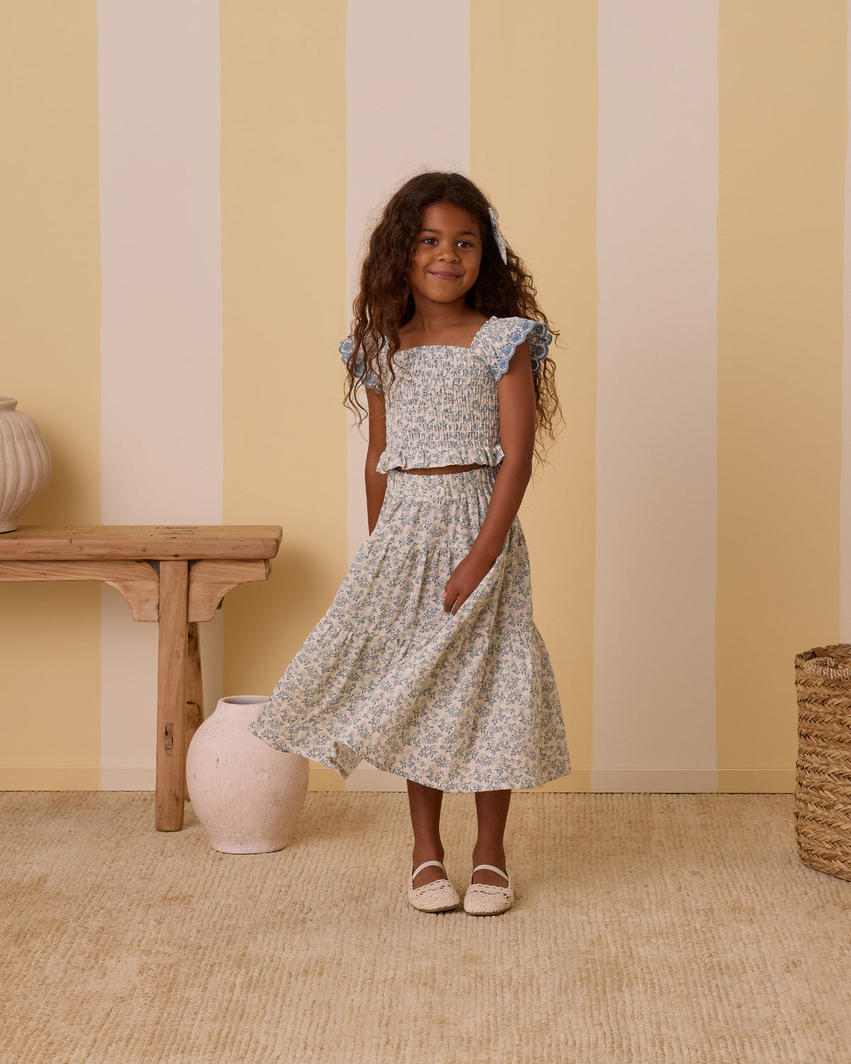 RYLEE + CRU TIERED MIDI SKIRT / BLOSSOM