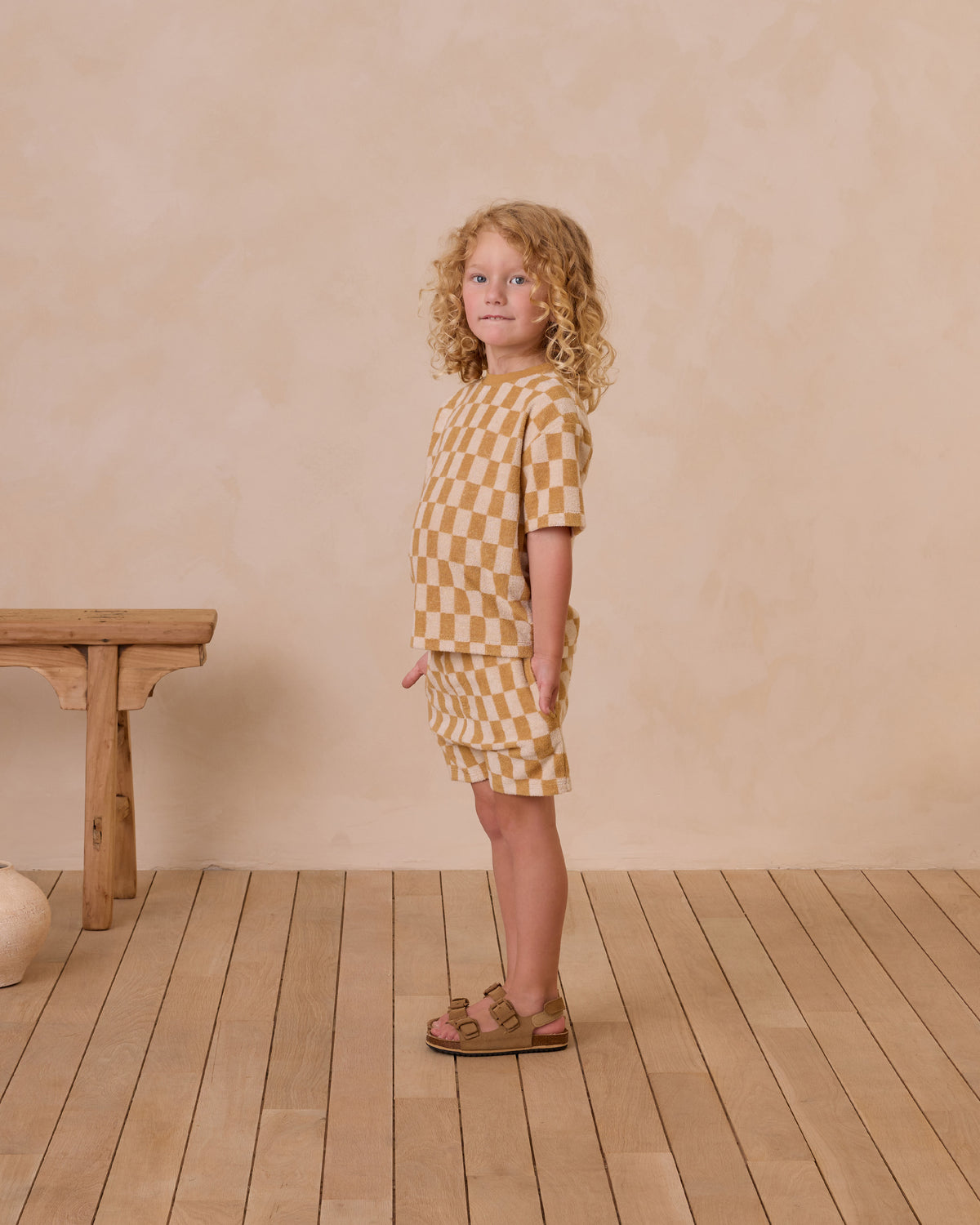RYLEE + CRU TERRY SHORTS / MARIGOLD CHECK