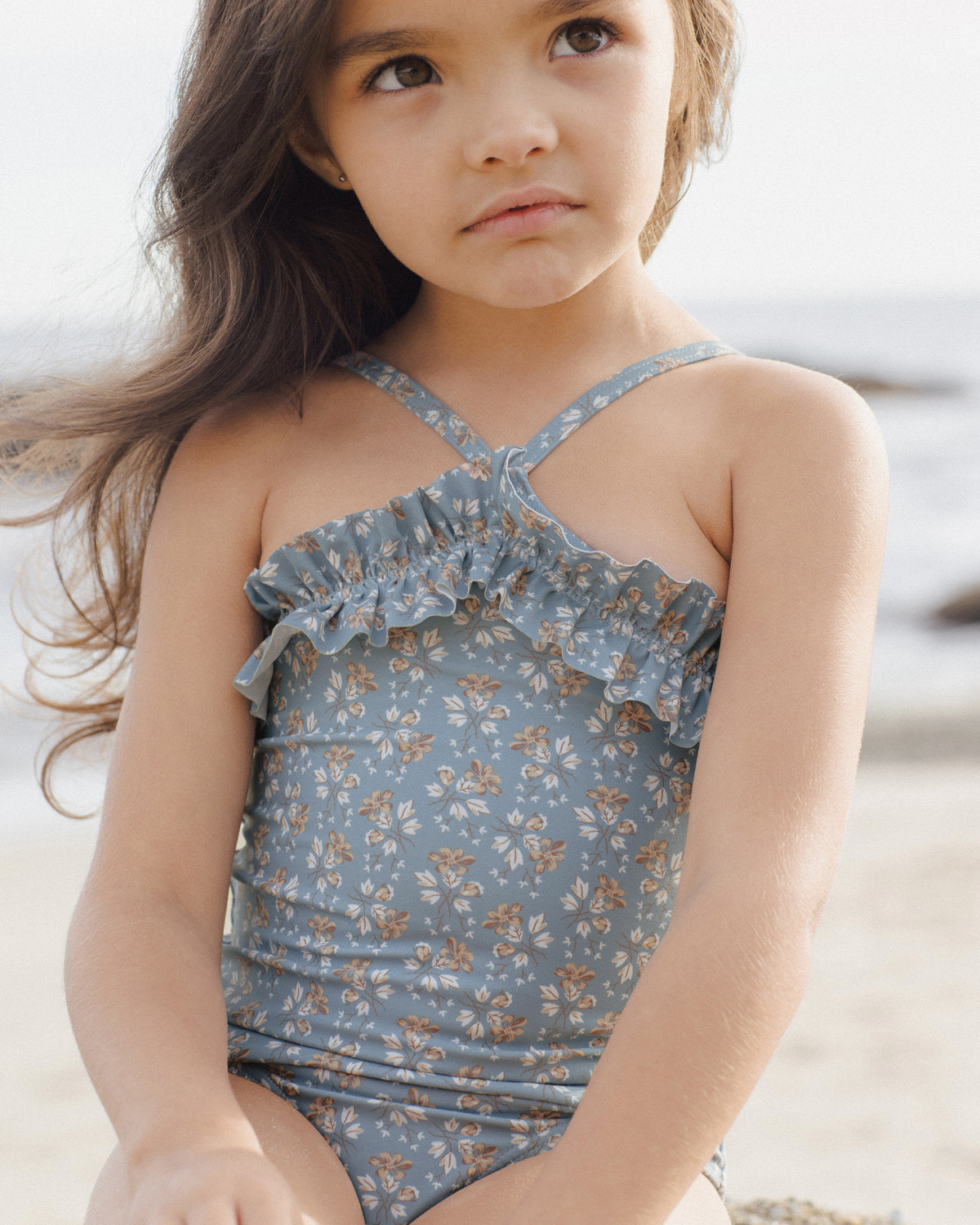 RYLEE + CRU ROUCHED ONE-PIECE / BLUE FLORAL
