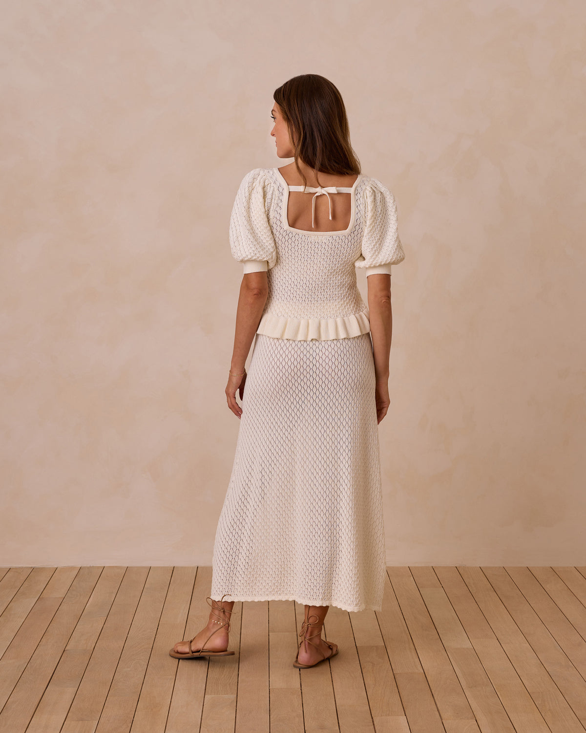 RYLEE + CRU WOMEN&#39;S KNIT PUFF SLEEVE TOP / IVORY