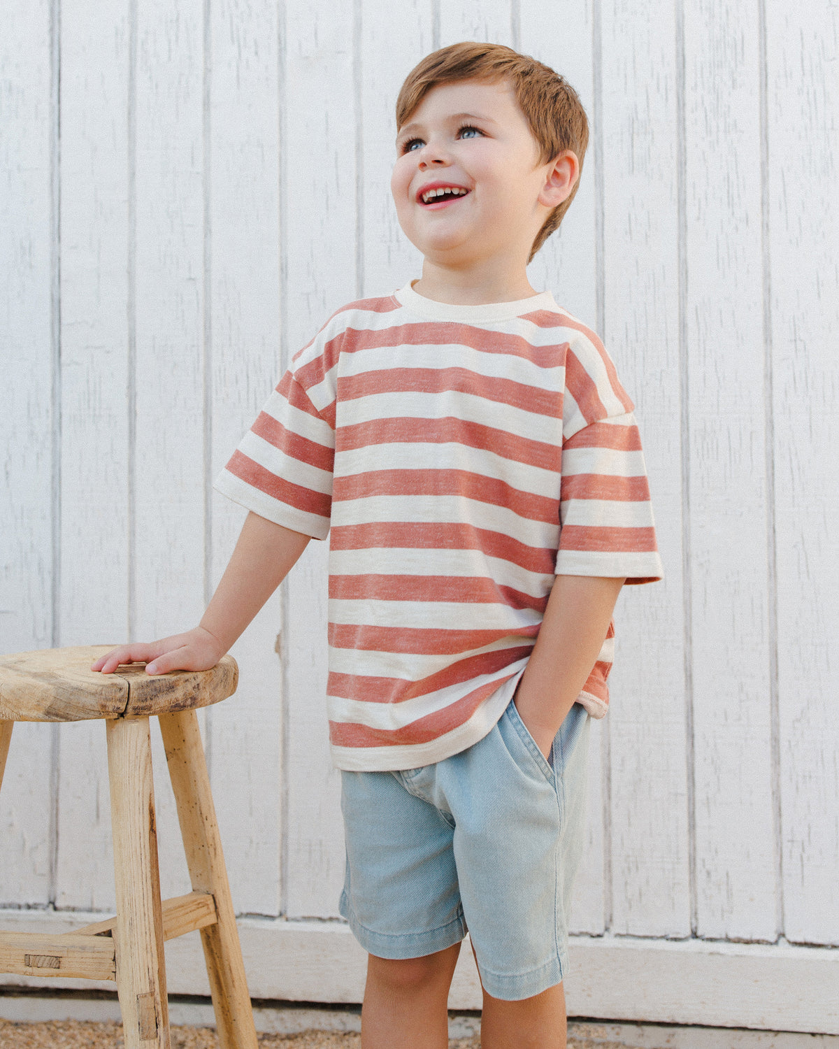 RYLEE + CRU RELAXED TEE / POPPY STRIPE