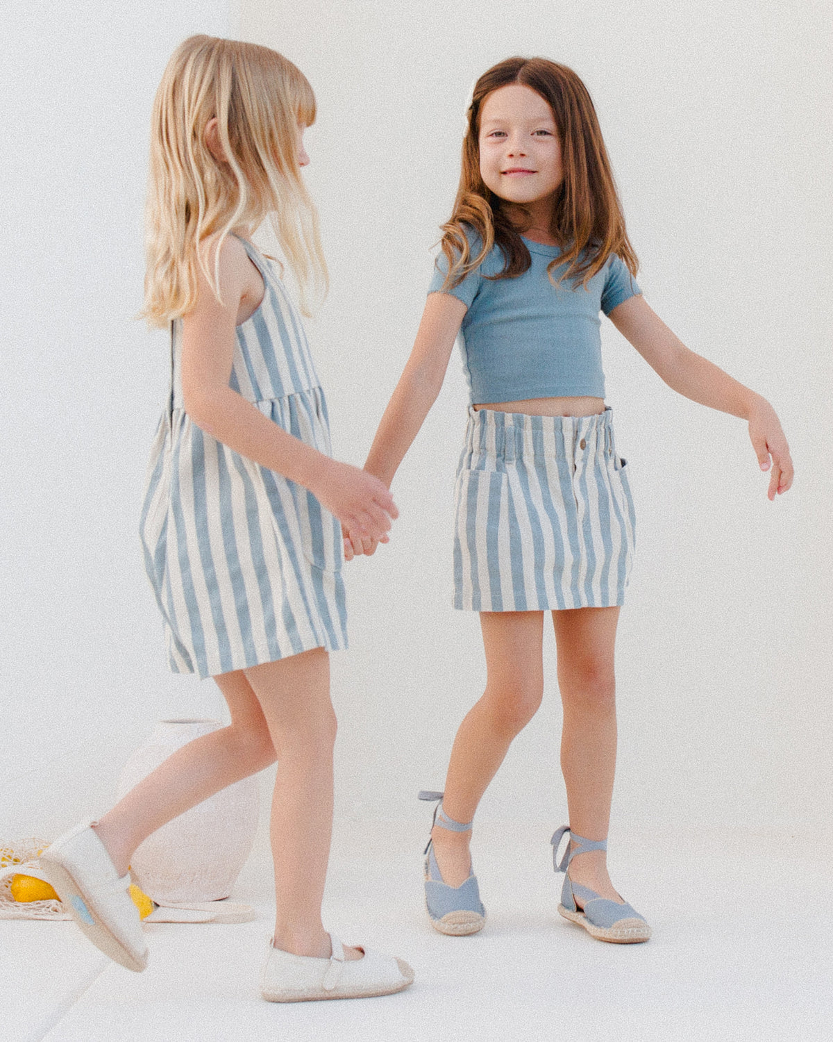 RYLEE + CRU DENIM MINI SKIRT / OCEAN STRIPE