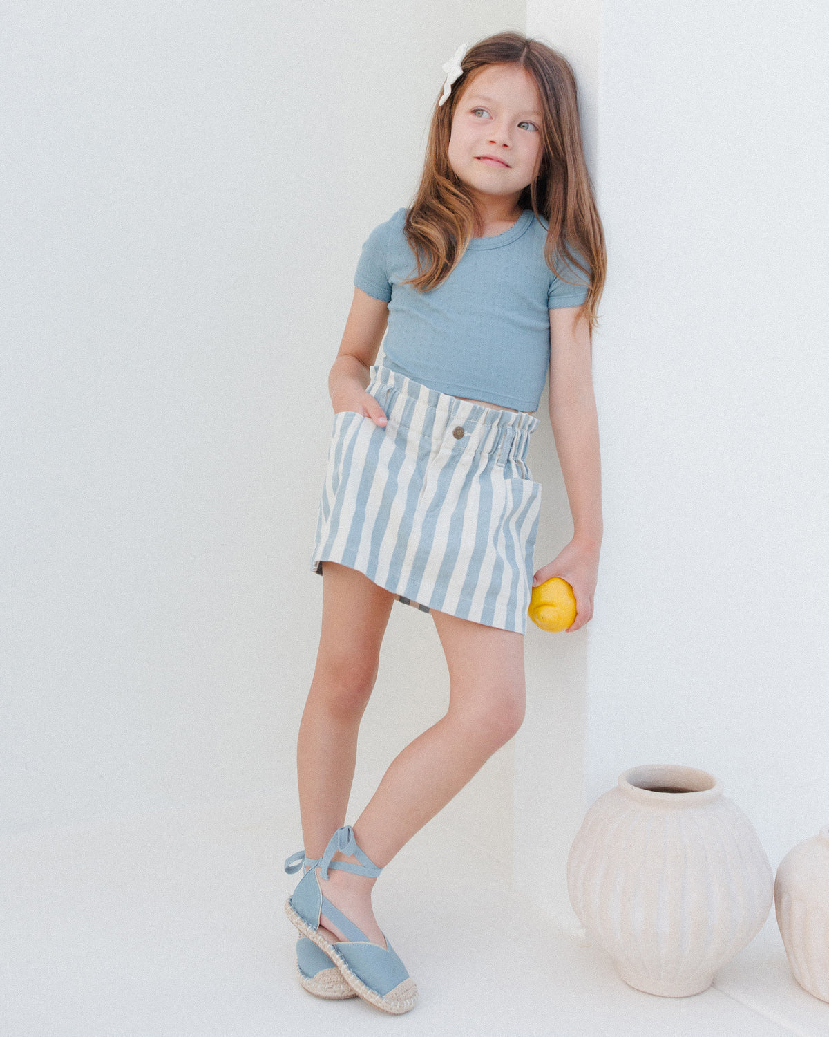 RYLEE + CRU POINTELLE TEE / OCEAN