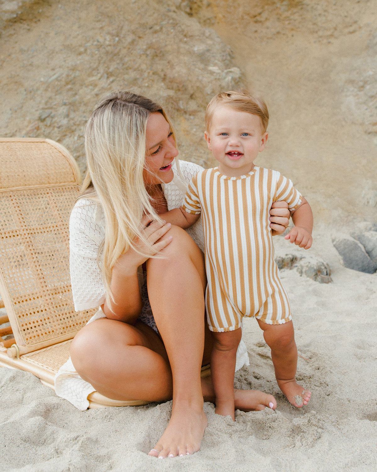 RYLEE + CRU SHORTY ONE-PIECE / MARIGOLD STRIPE