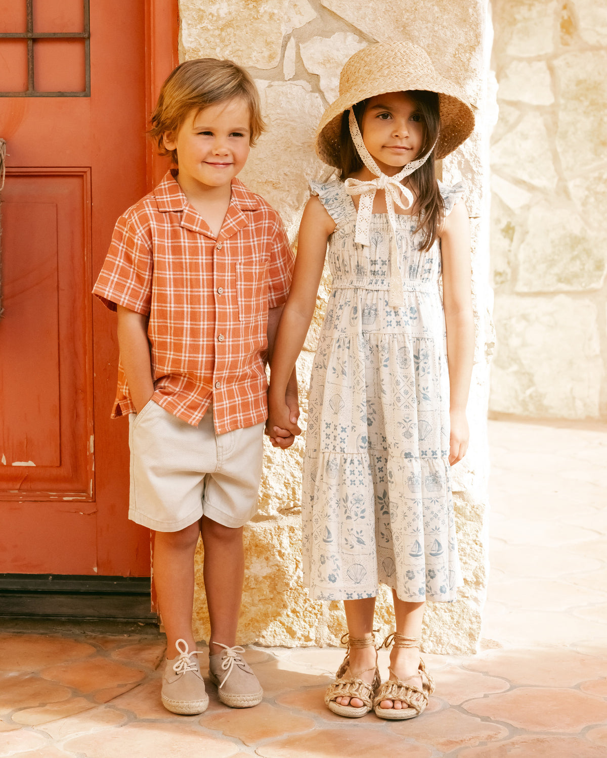 RYLEE + CRU LAPEL COLLARED SHIRT / POPPY CHECK