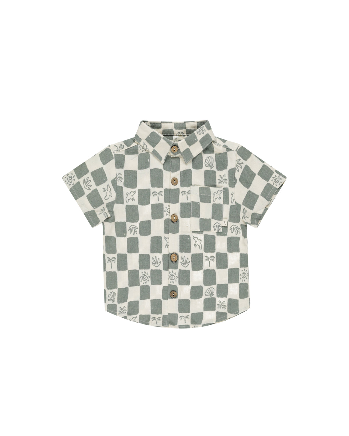RYLEE + CRU COLLARED SHORT SLEEVE SHIRT / COASTAL CHECK