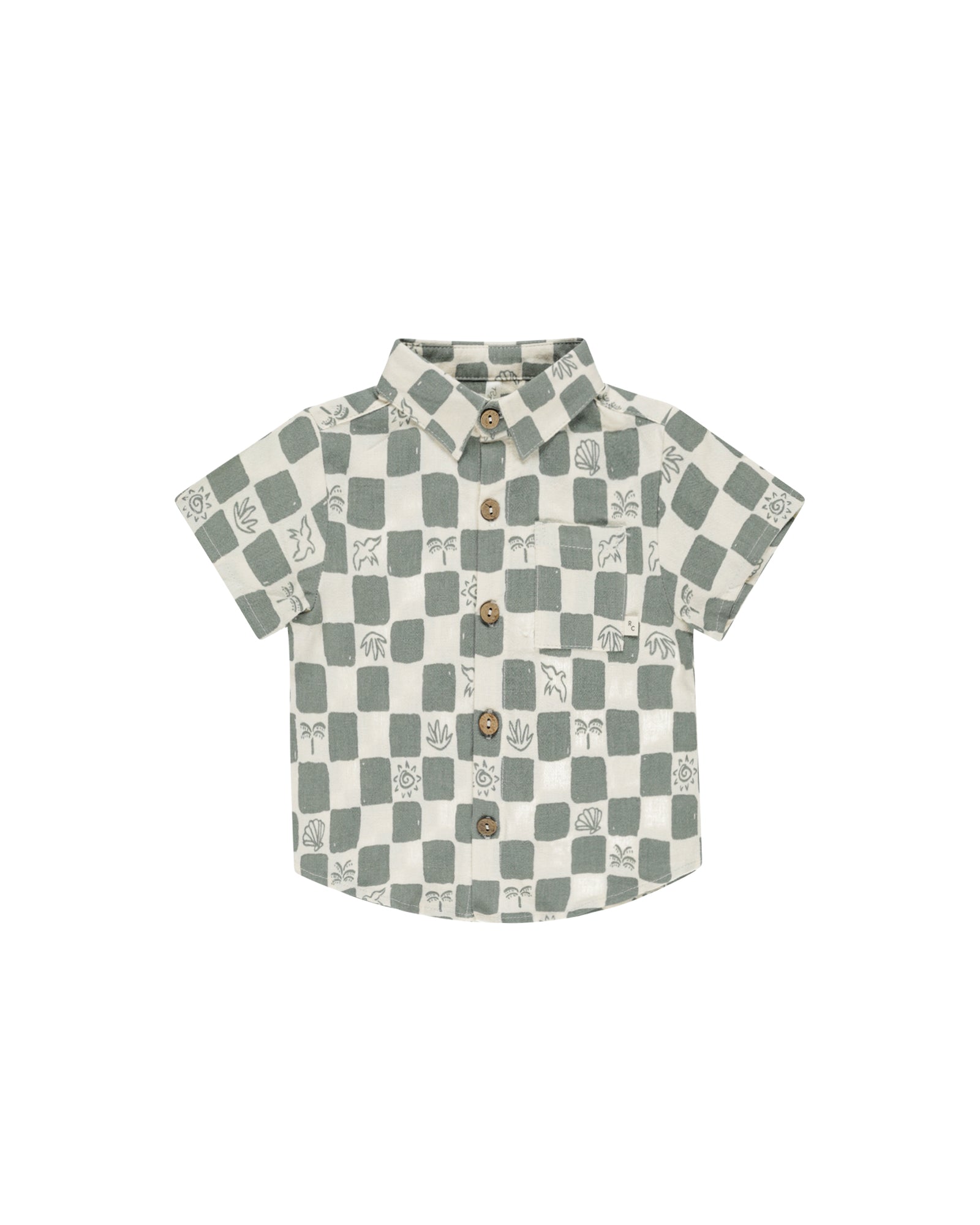 RYLEE + CRU COLLARED SHORT SLEEVE SHIRT / COASTAL CHECK