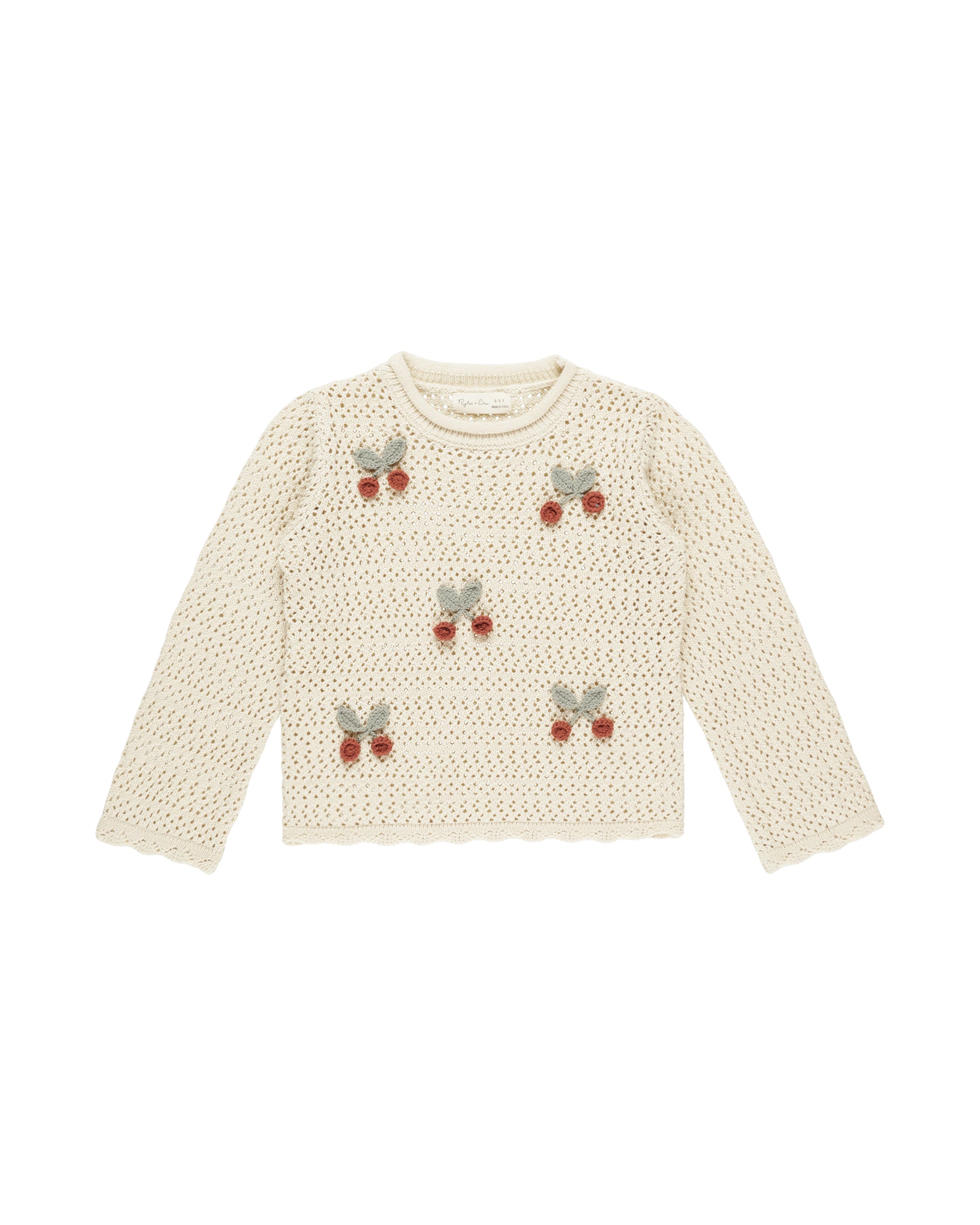 RYLEE + CRU CROCHET PULLOVER / CHERRIES