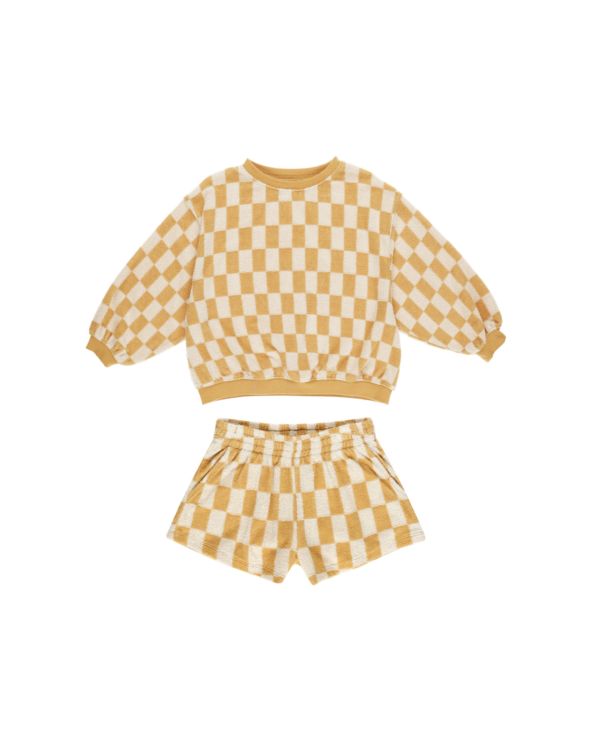 RYLEE + CRU SUMMER TERRY SET / MARIGOLD CHECK