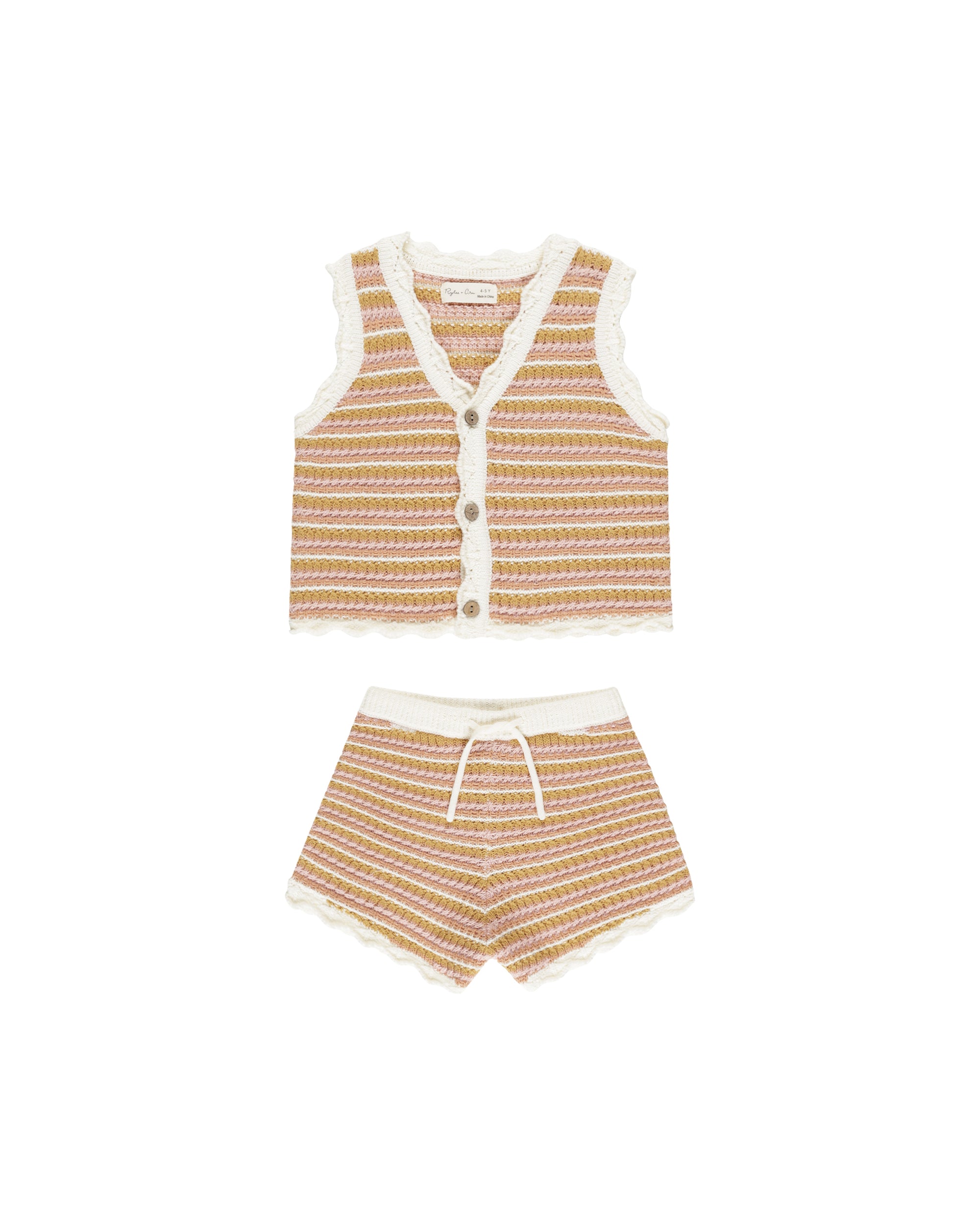 RYLEE + CRU SCALLOP CROCHET SET / PINK STRIPE